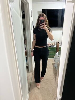 Classic Black low rise Straight-Leg Pants - Women's
